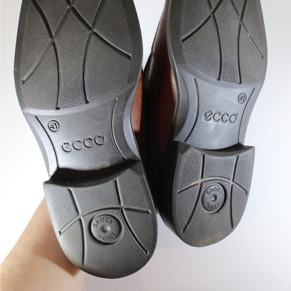 ECCO Brown Tan Sip On Loafer Leather Comfort Shoe 41 - Picture 8 of 11